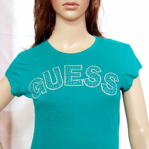 GUESS Logo Rhinestones Tee - Picture 2 of 6